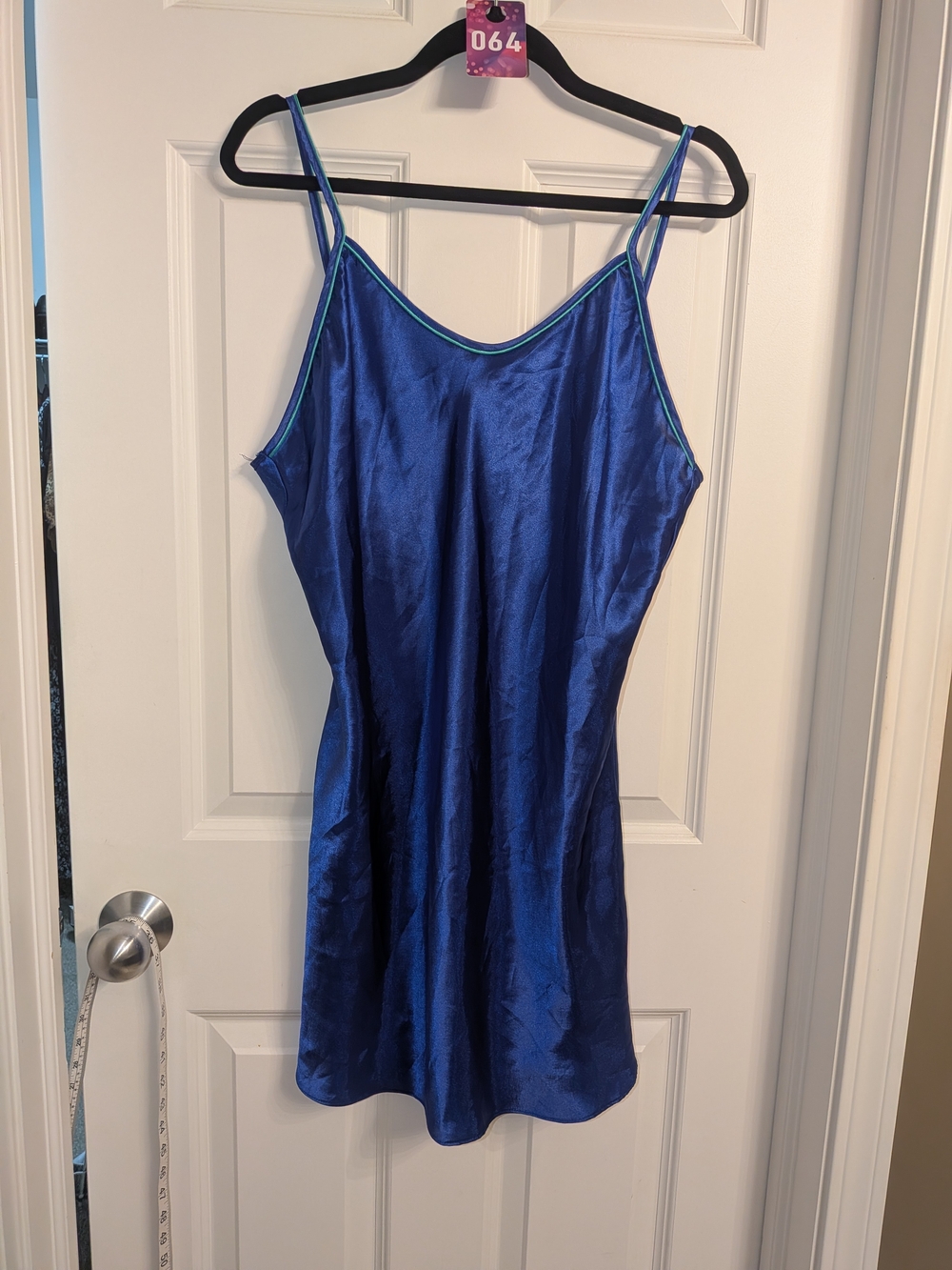 Inner Most Royal Blue Satin Slip with Teal Trim